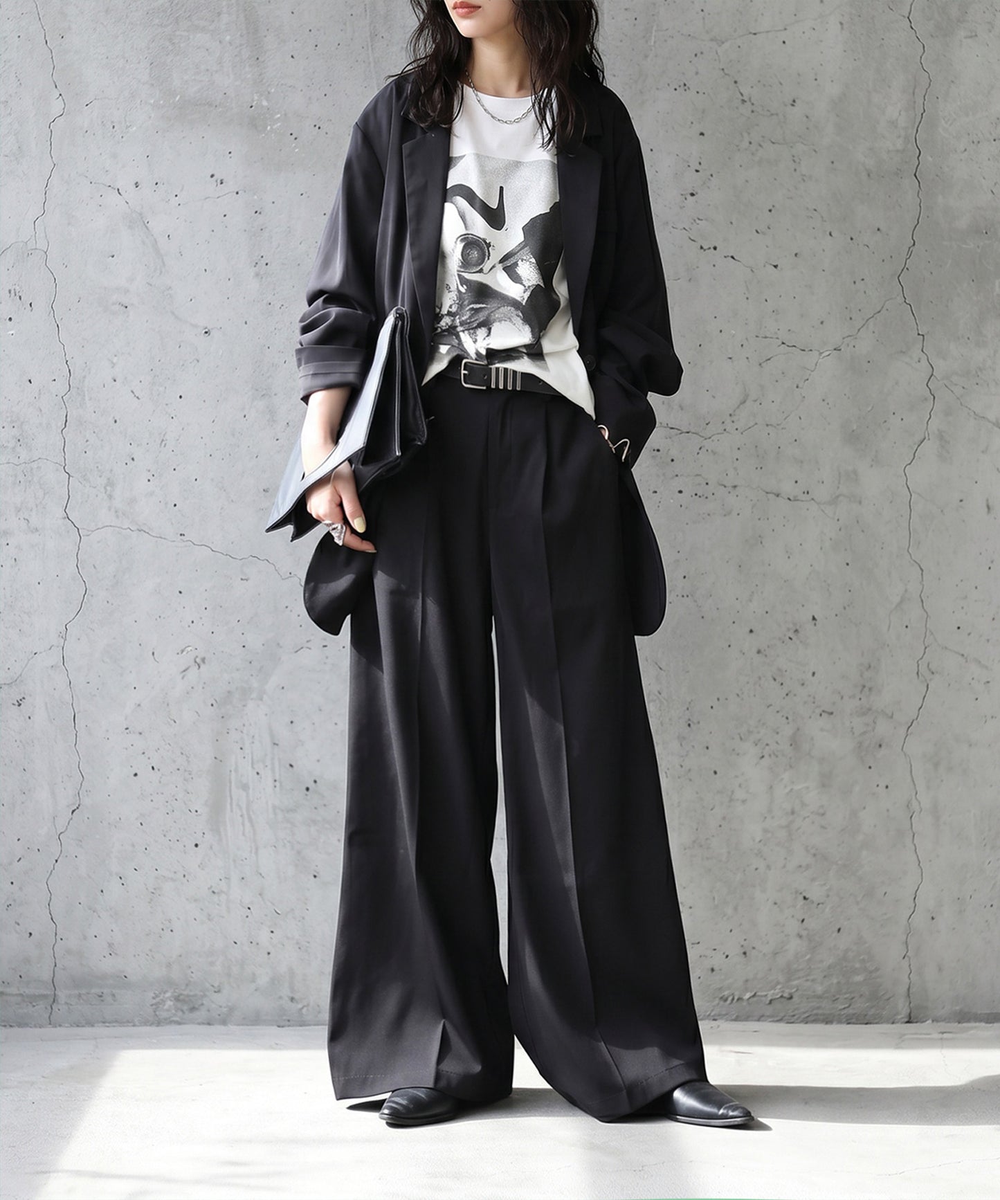 Tucked Long Wide Pants Ladies