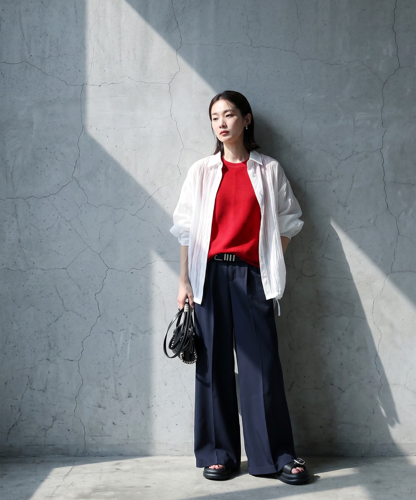 Tucked Long Wide Pants Ladies