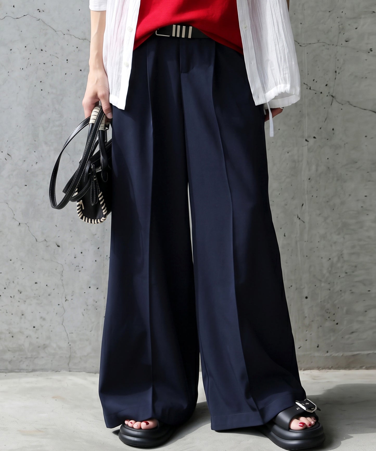 Tucked Long Wide Pants Ladies