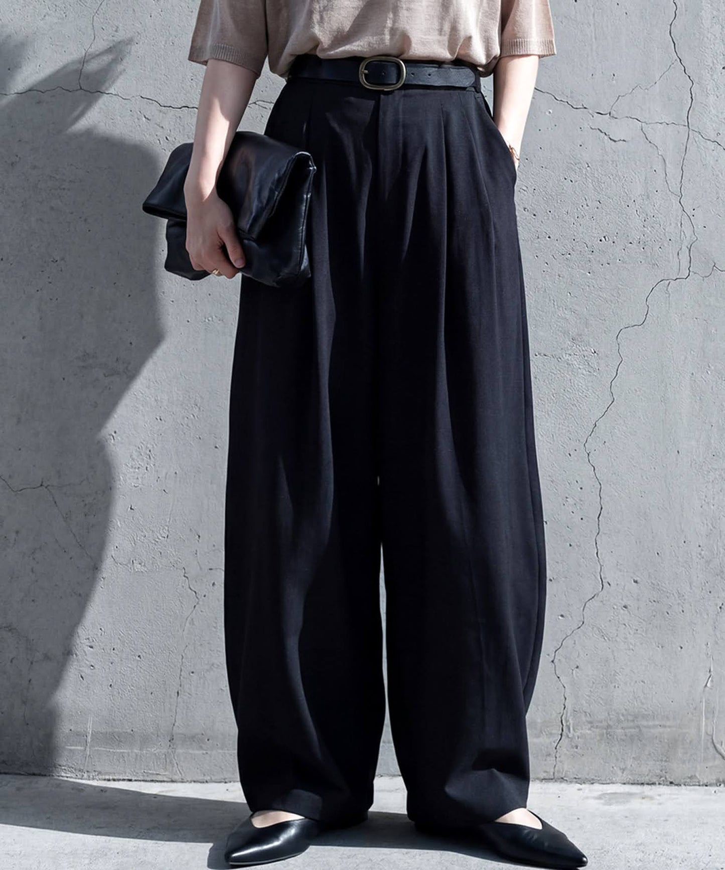 Wide-Leg Pleated Pants Ladies