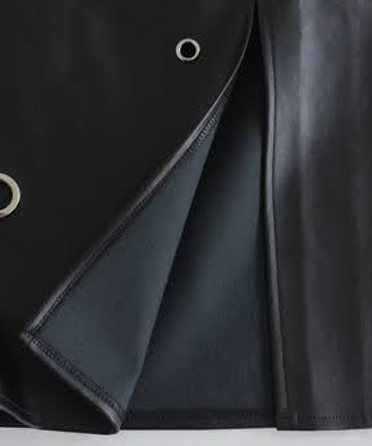 Eyelet Design Faux Leather Skirt Ladies