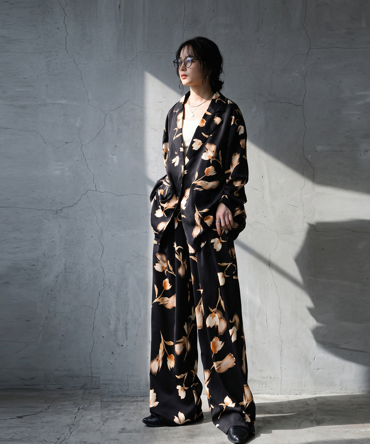 Botanical Print Floral Wide-Leg Pants Ladies