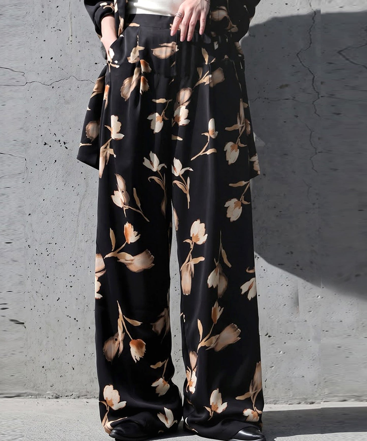 Botanical Print Floral Wide-Leg Pants Ladies