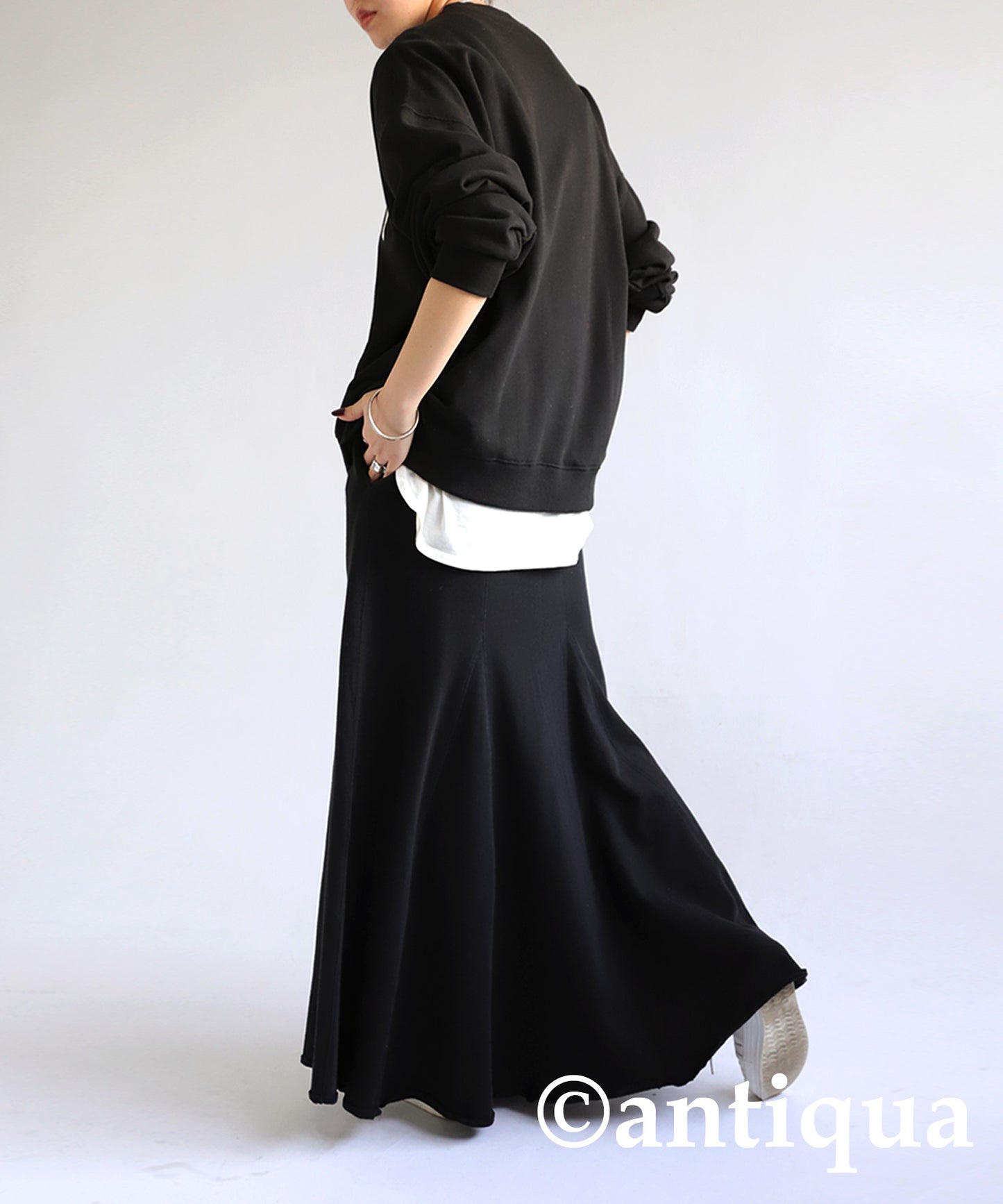 Pile Fabric Switching Flare Skirt Ladies