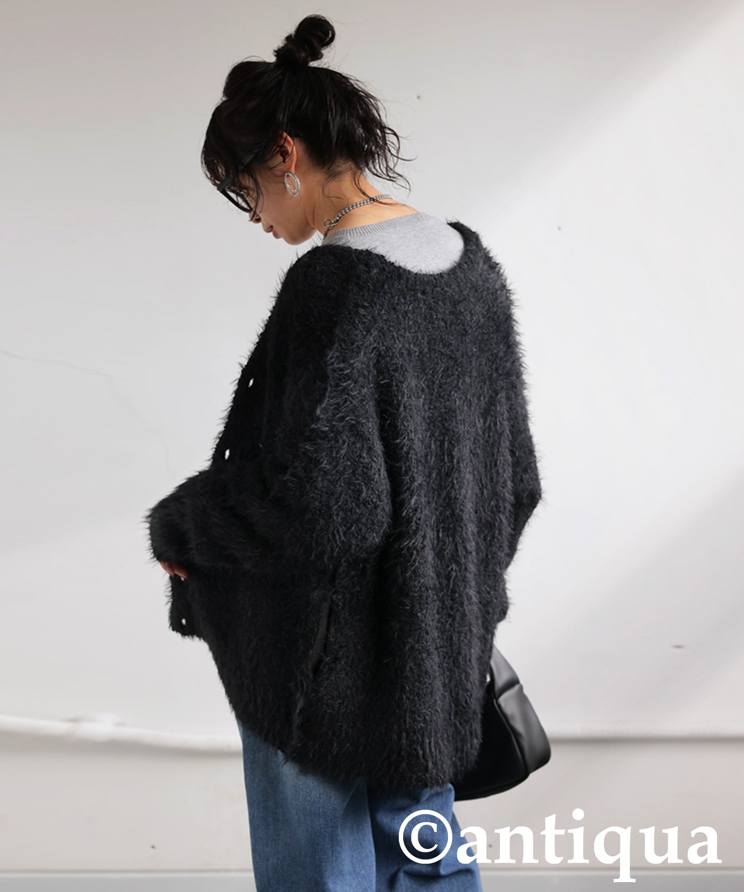 Shaggy Knit Cardigan Ladies