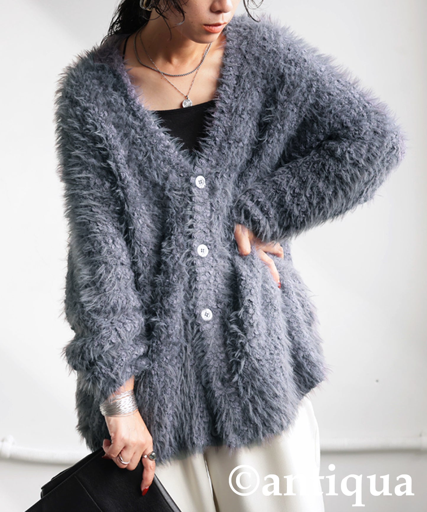 Shaggy Knit Cardigan Ladies