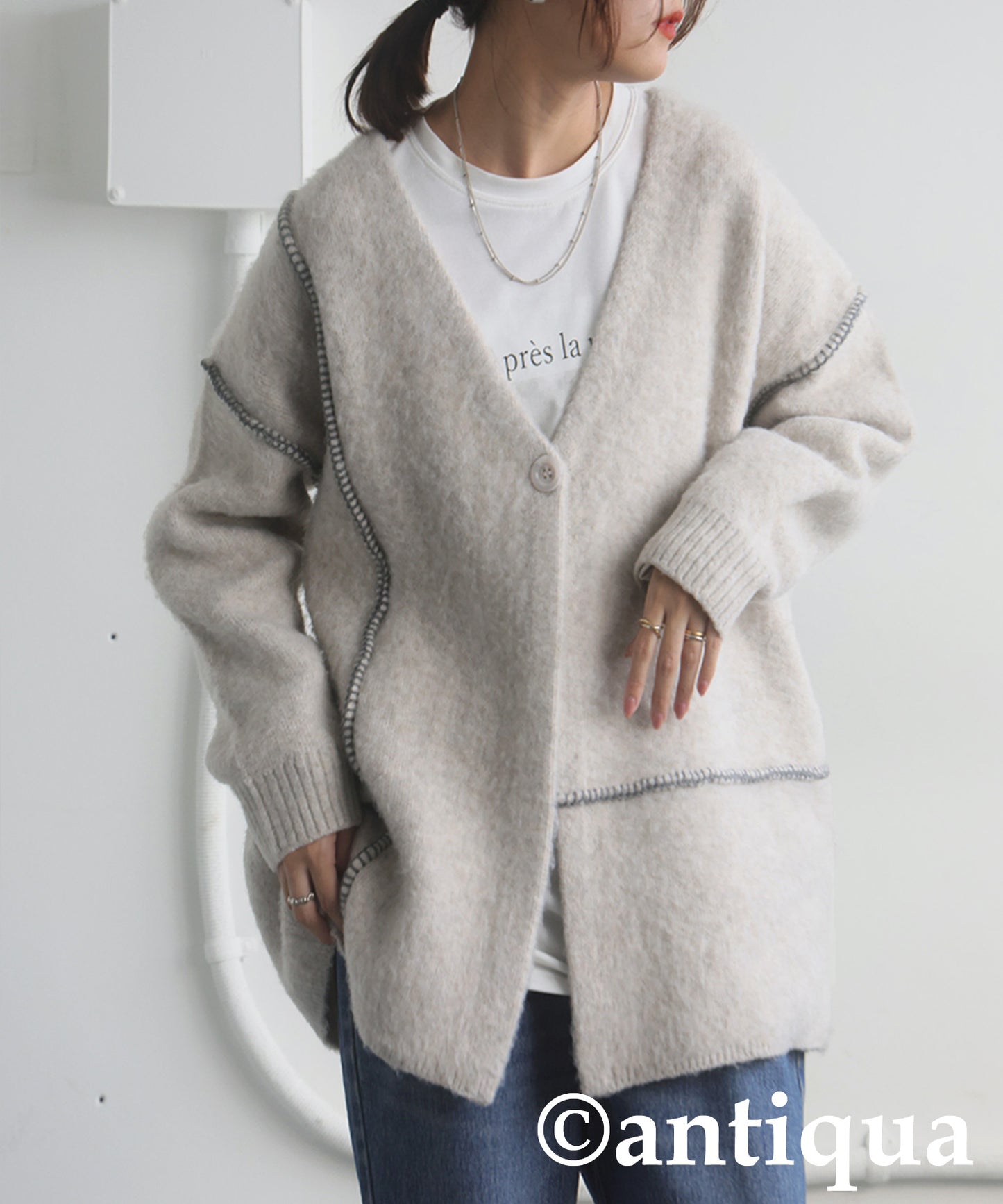 Color Stitching Knit Cardigan Ladies