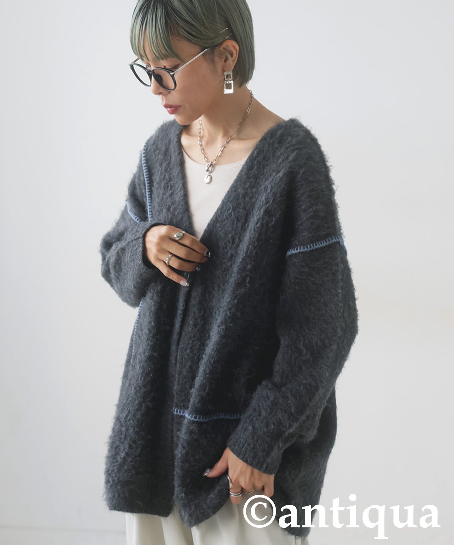 Color Stitching Knit Cardigan Ladies