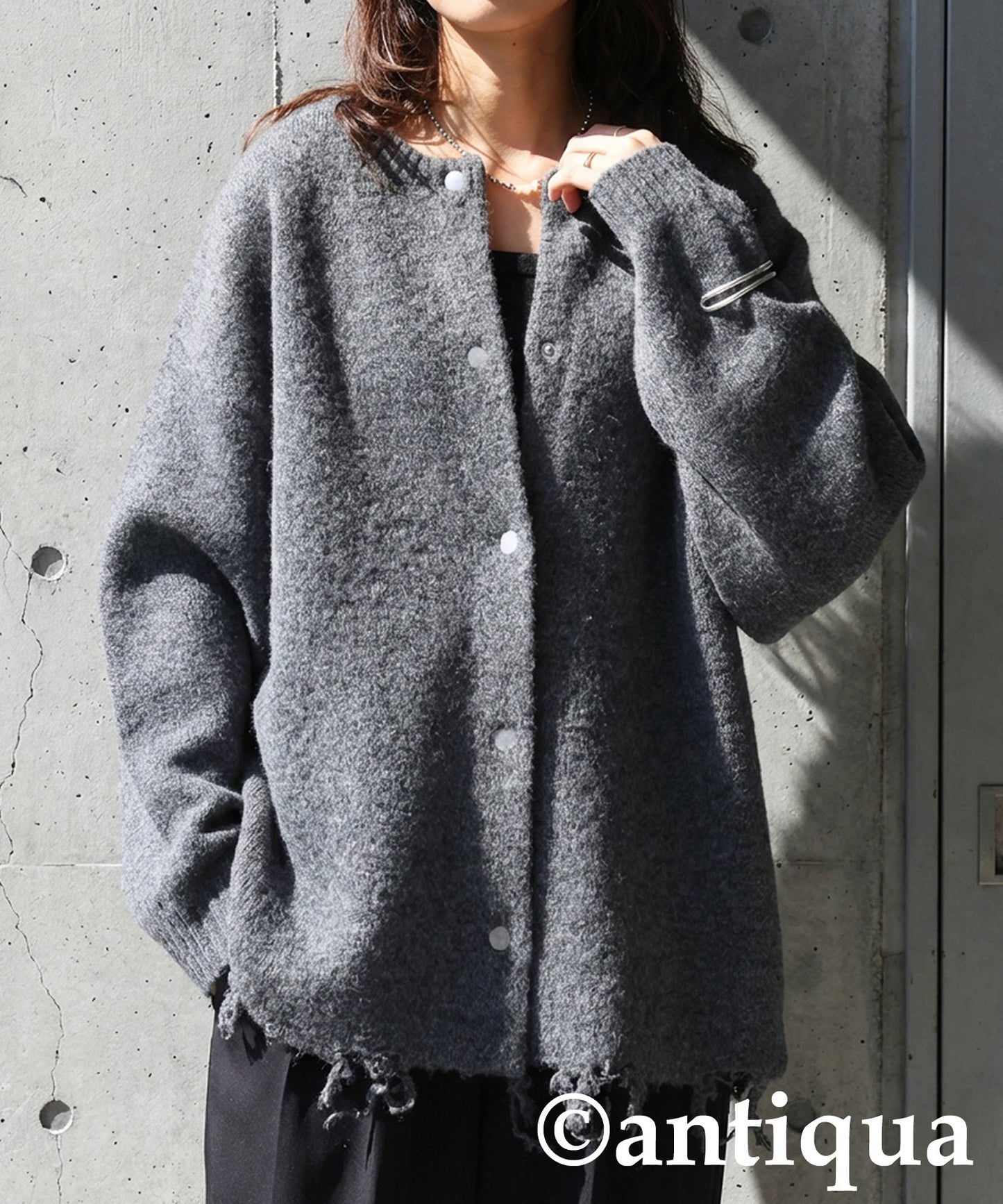 Distressed Design Cardigan Ladies