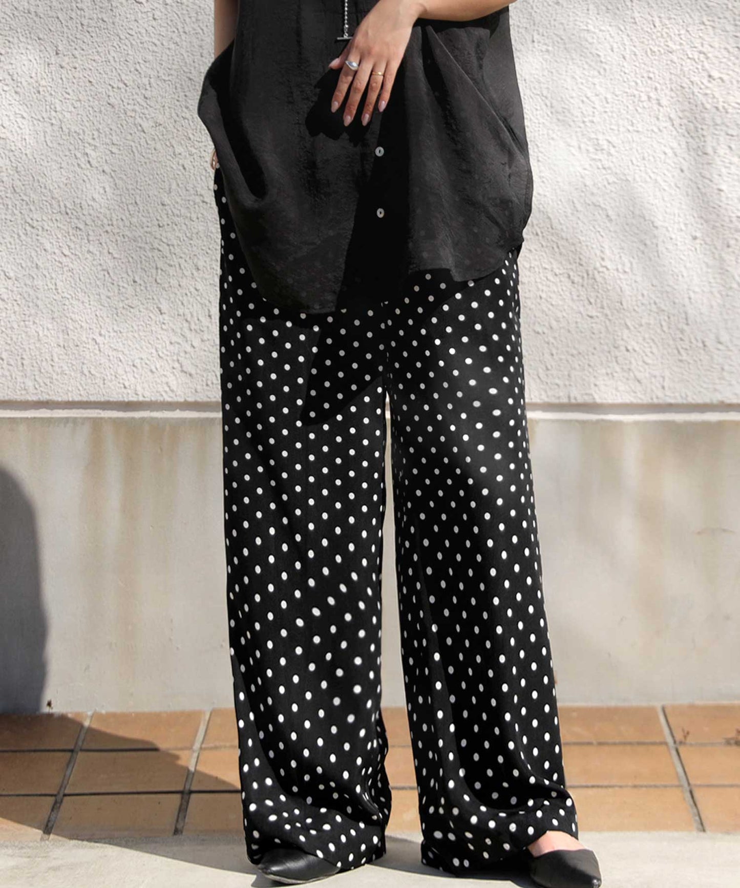 Dot pattern wide pants Ladies