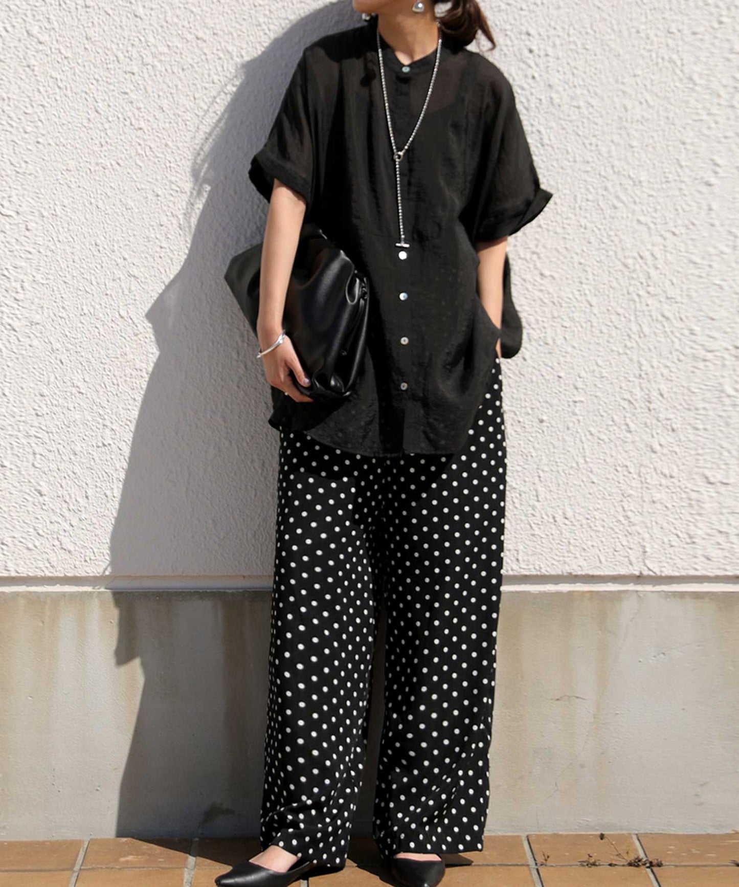 Dot pattern wide pants Ladies