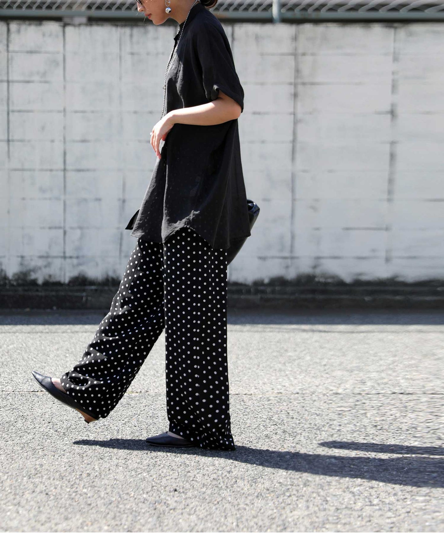 Dot pattern wide pants Ladies