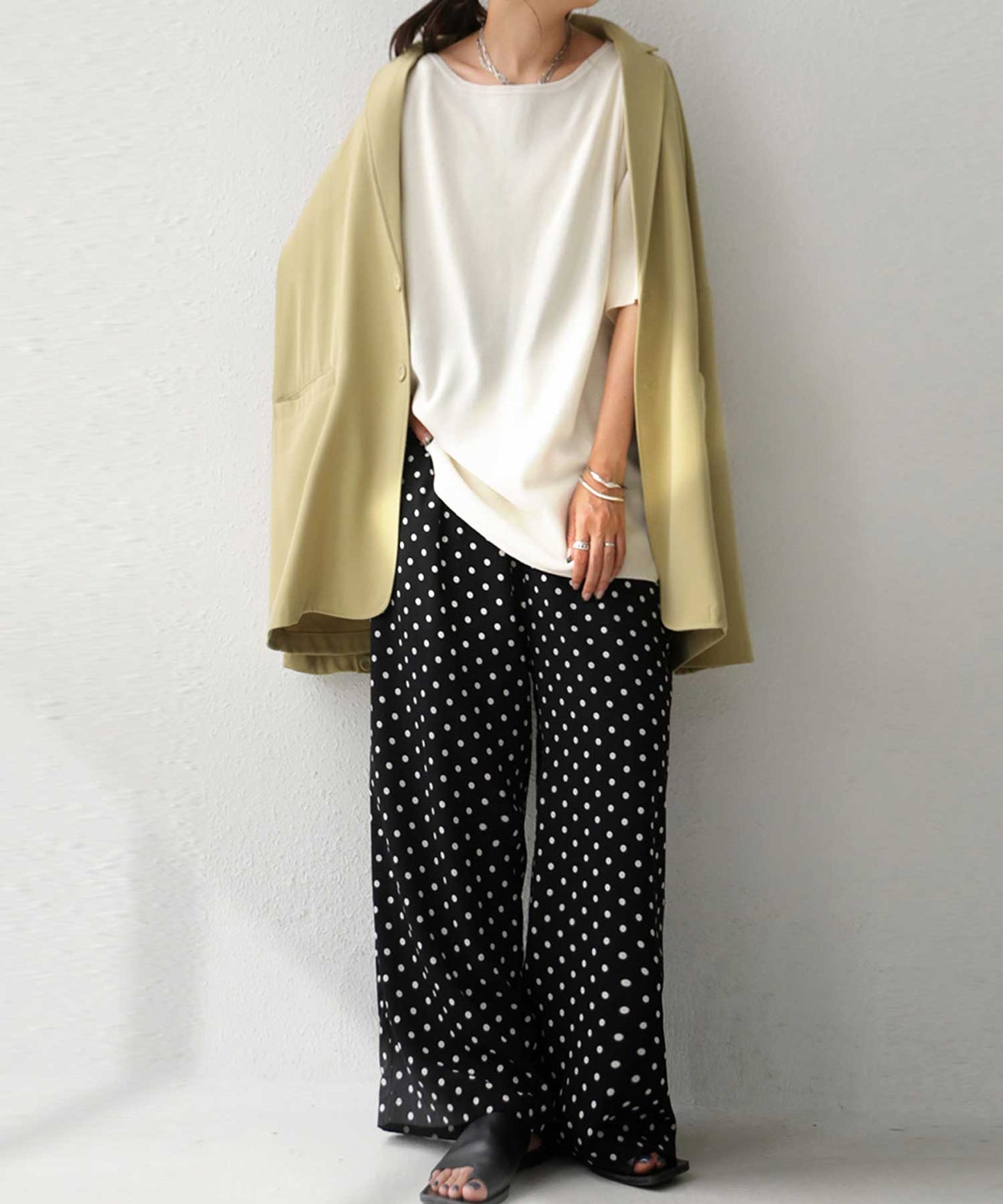 Dot pattern wide pants Ladies