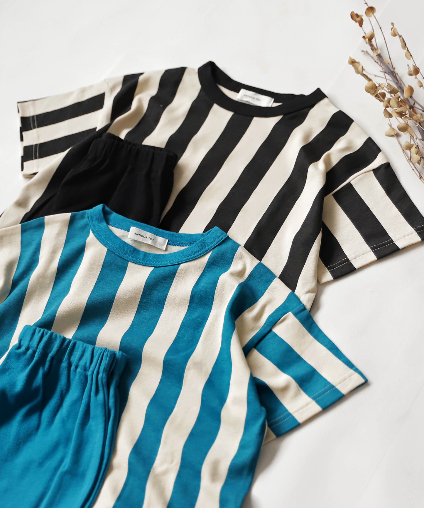 100% Cotton Striped Short Sleeve Room Wear Junior