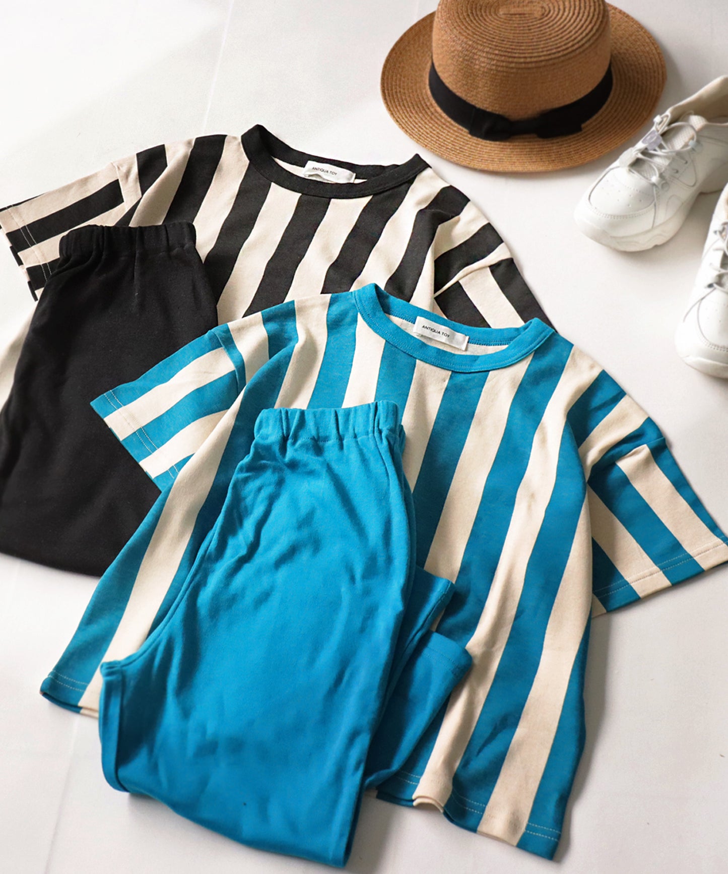 100% Cotton Striped Short Sleeve Room Wear Junior