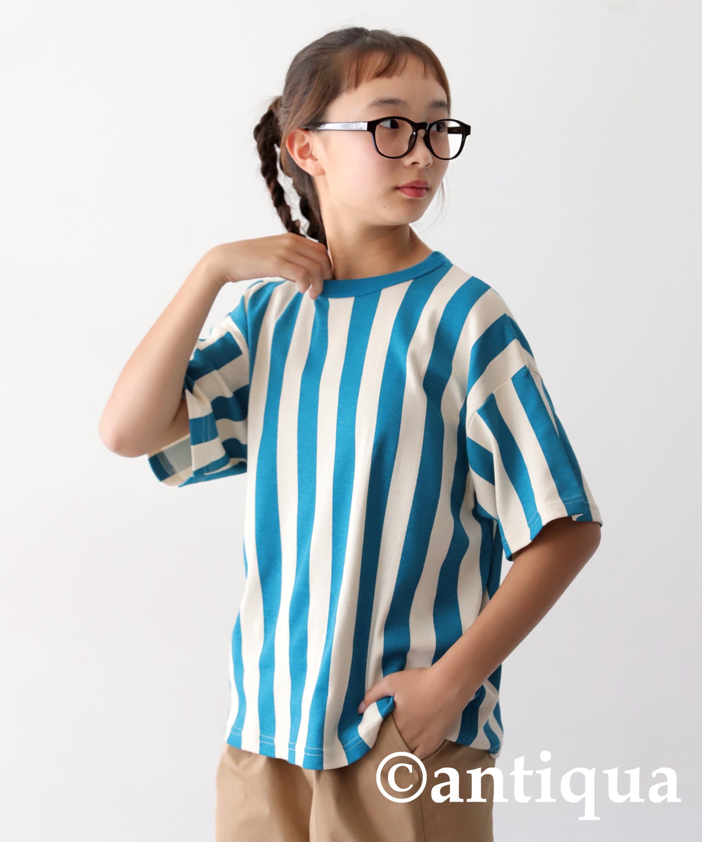 100% Cotton Striped Short Sleeve Room Wear Junior