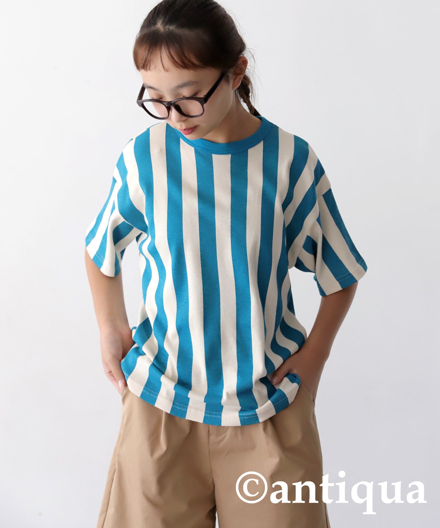 100% Cotton Striped Short Sleeve Room Wear Junior