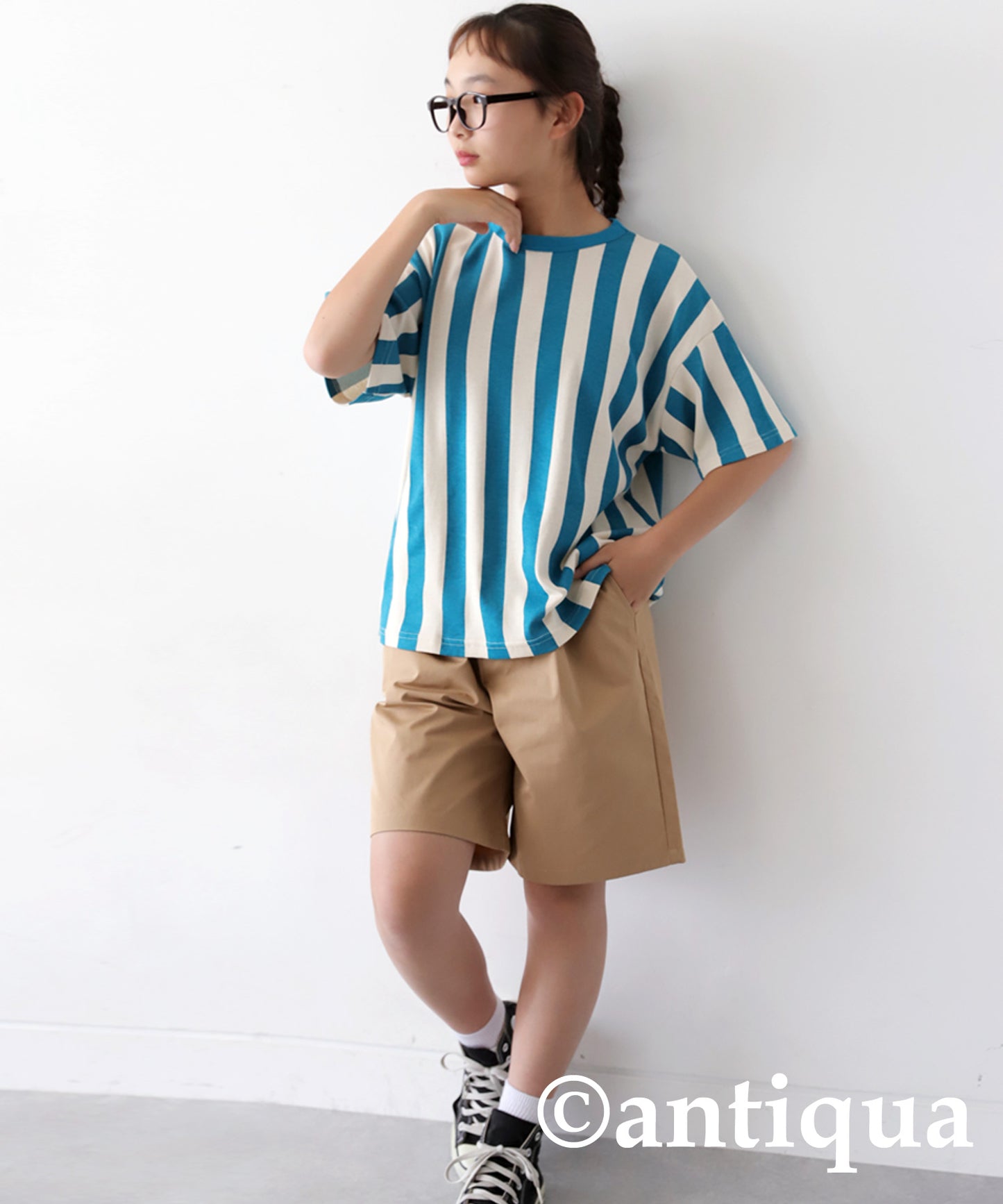 100% Cotton Striped Short Sleeve Room Wear Junior