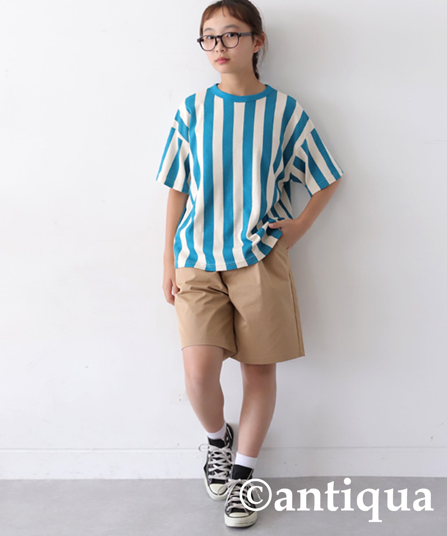 100% Cotton Striped Short Sleeve Room Wear Junior