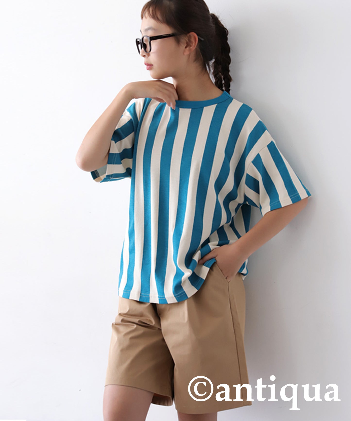 100% Cotton Striped Short Sleeve Room Wear Junior