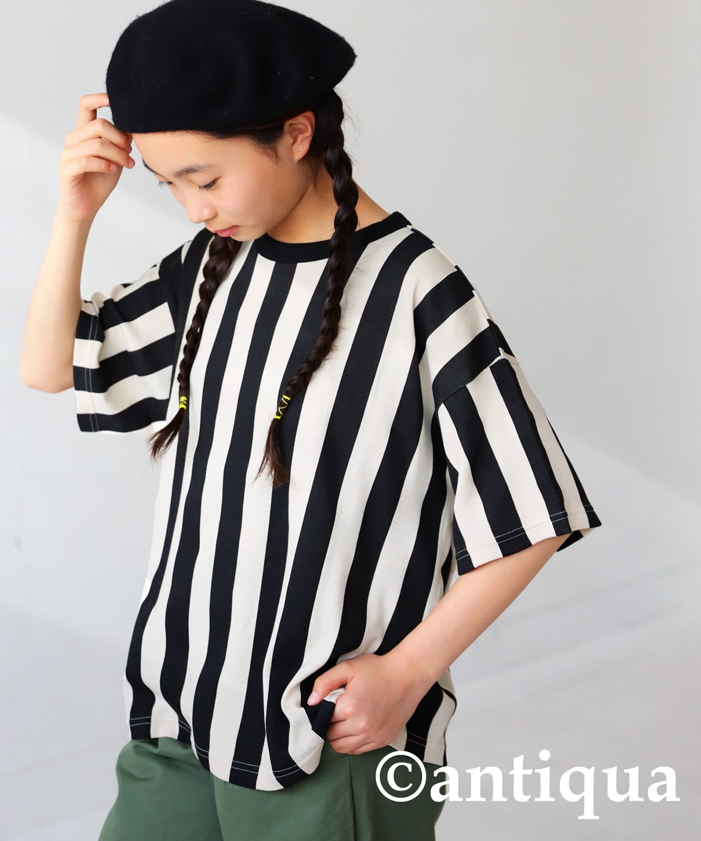 100% Cotton Striped Short Sleeve Room Wear Junior