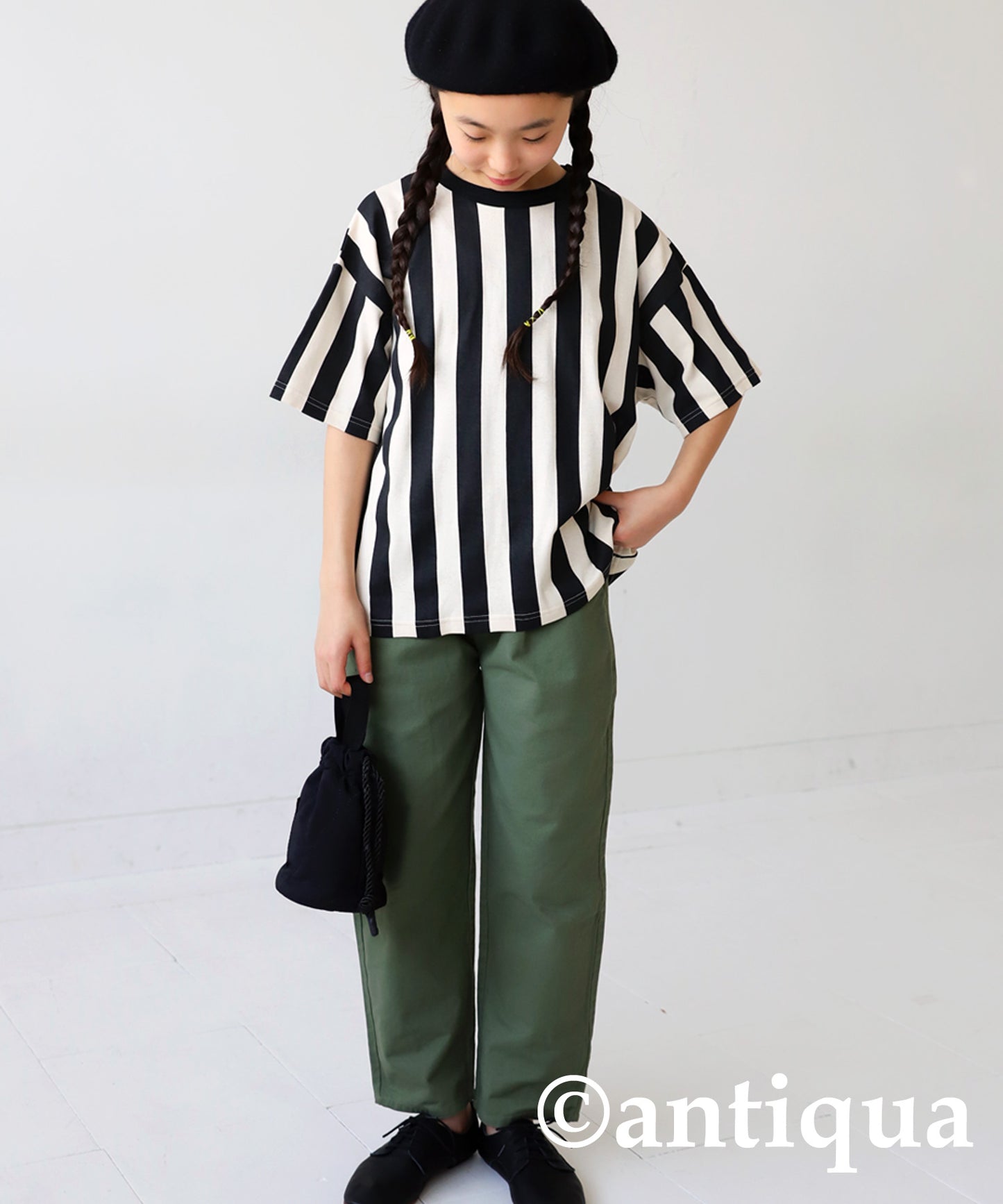 100% Cotton Striped Short Sleeve Room Wear Junior