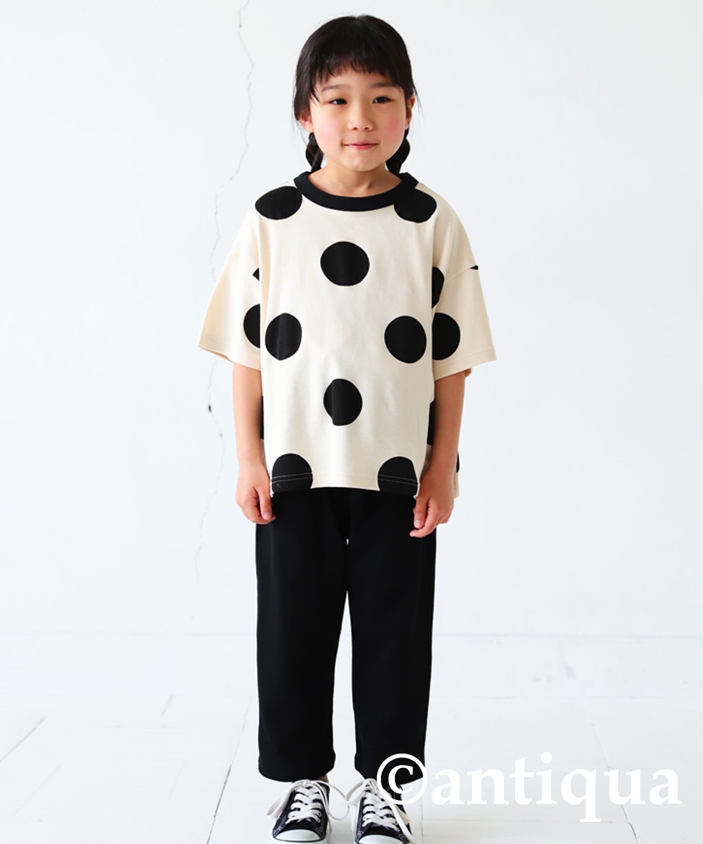 Dot pattern short sleeve room wear Kids