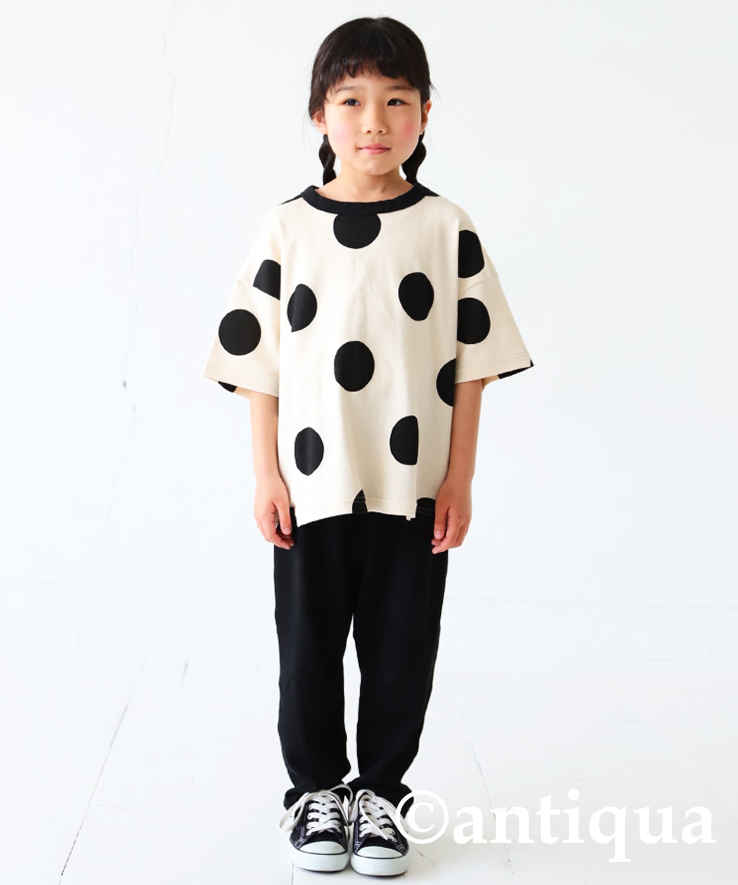 Dot pattern short sleeve room wear Kids