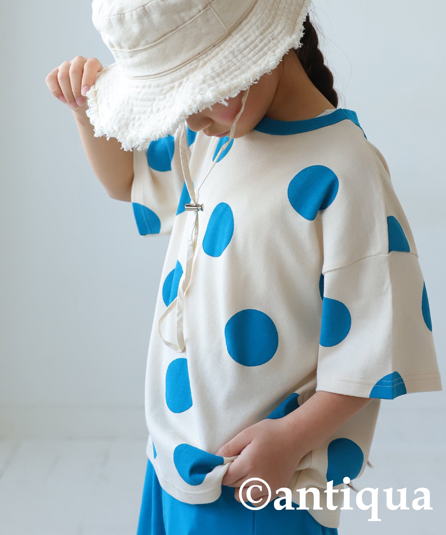 Dot pattern short sleeve room wear Kids