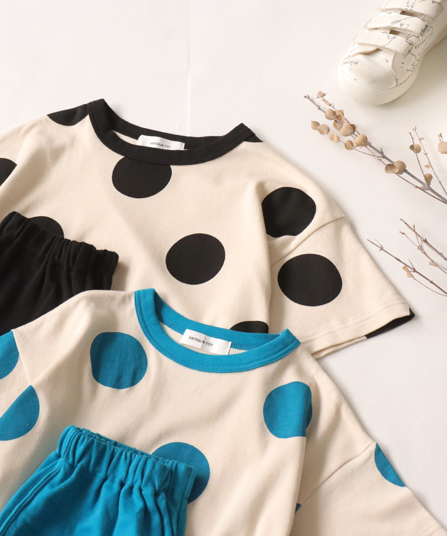 Dot pattern short sleeve room wear Kids