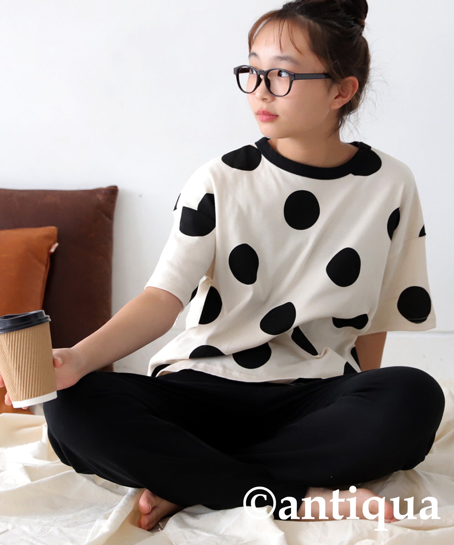 Dot Pattern Short Sleeve Room Wear Junior