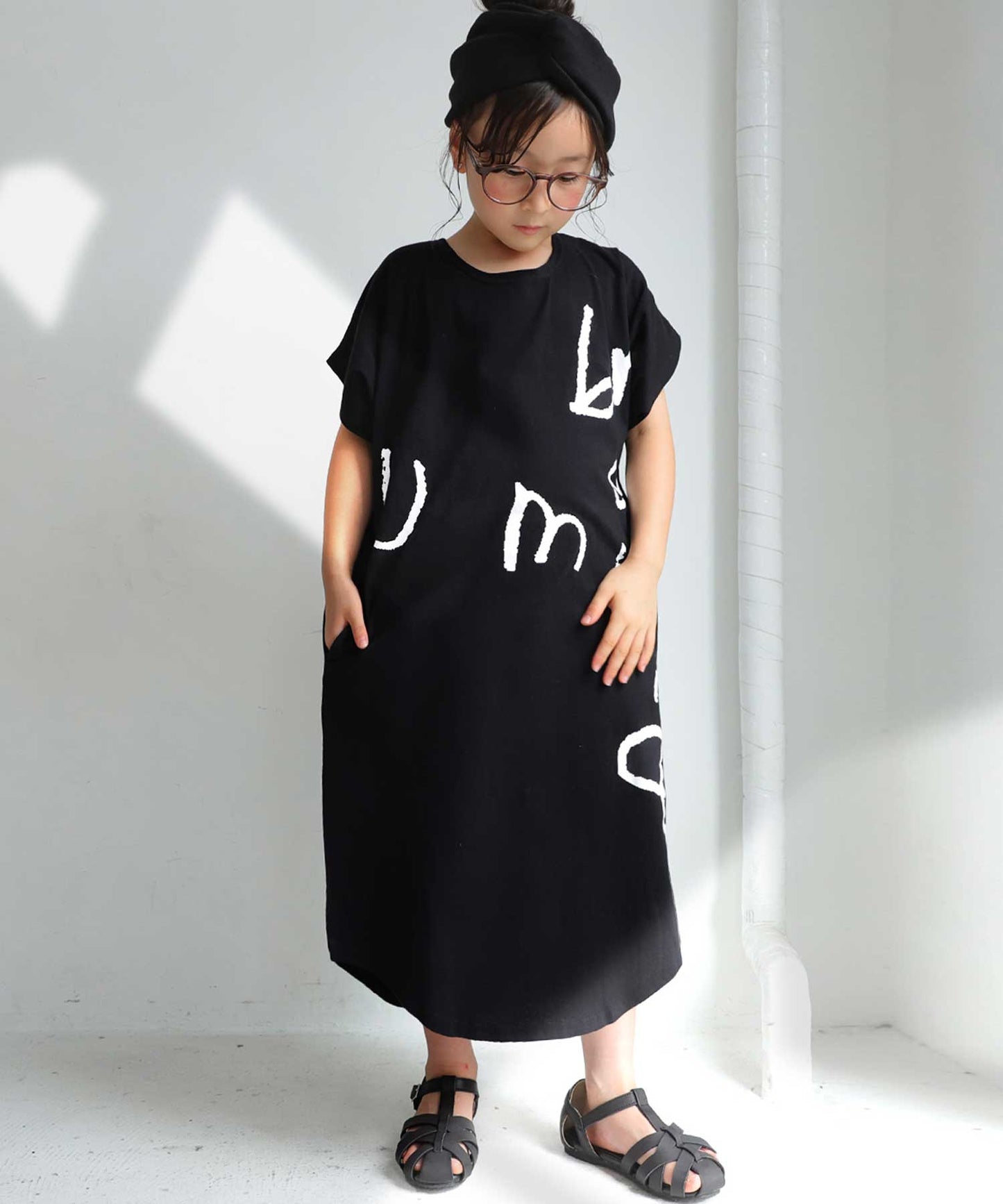 100%cotton hand drawn print dress Kids