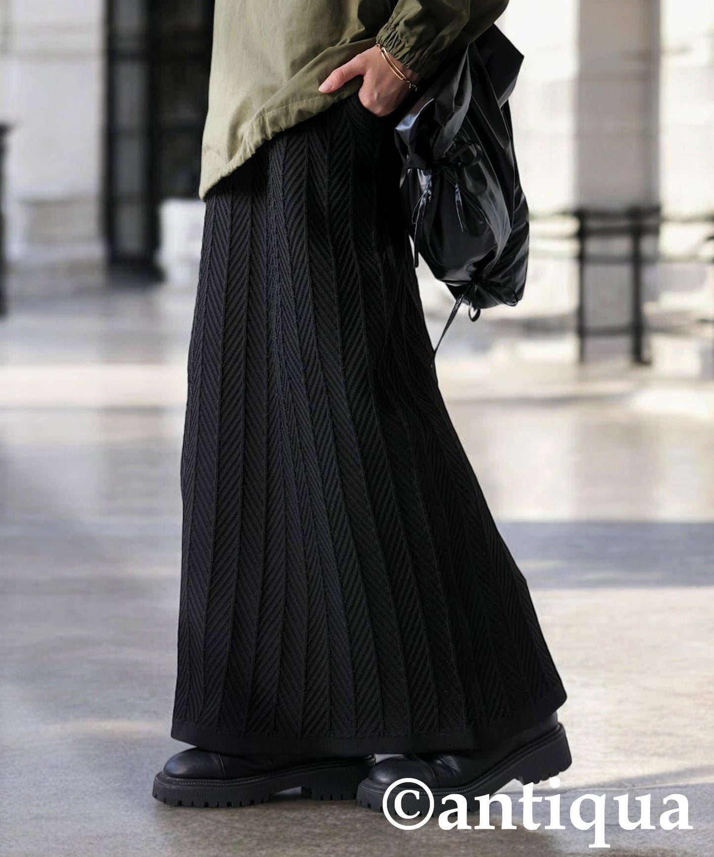 Herringbone Knit Skirt Ladies