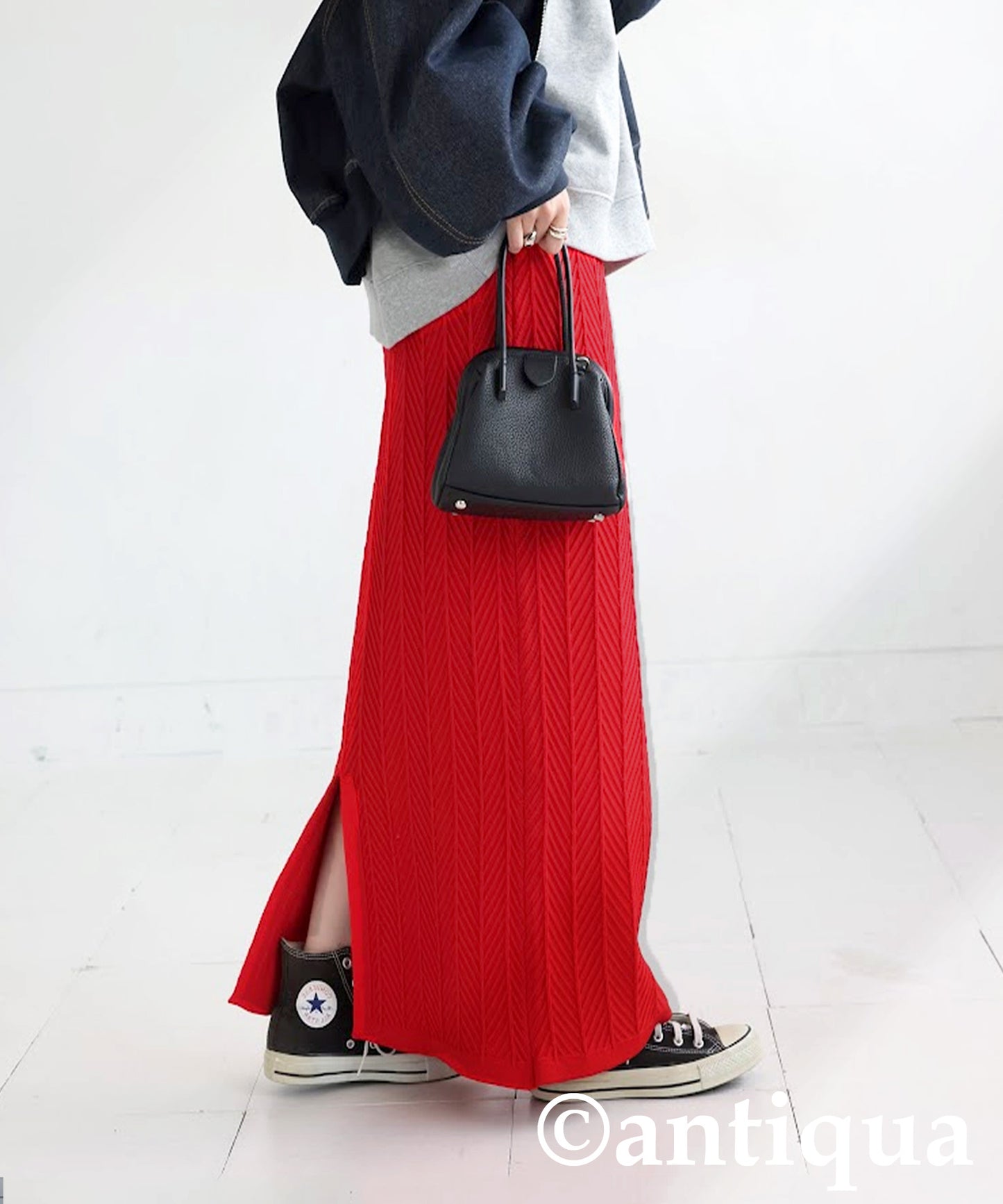 Herringbone Knit Skirt Ladies