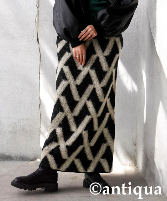 Geometric Knit Skirt Ladies