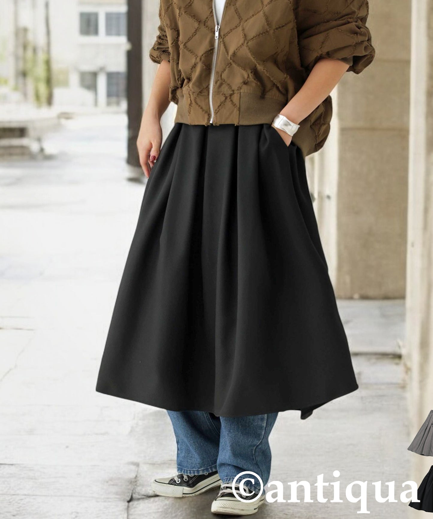 Tuck Flare Skirt Ladies