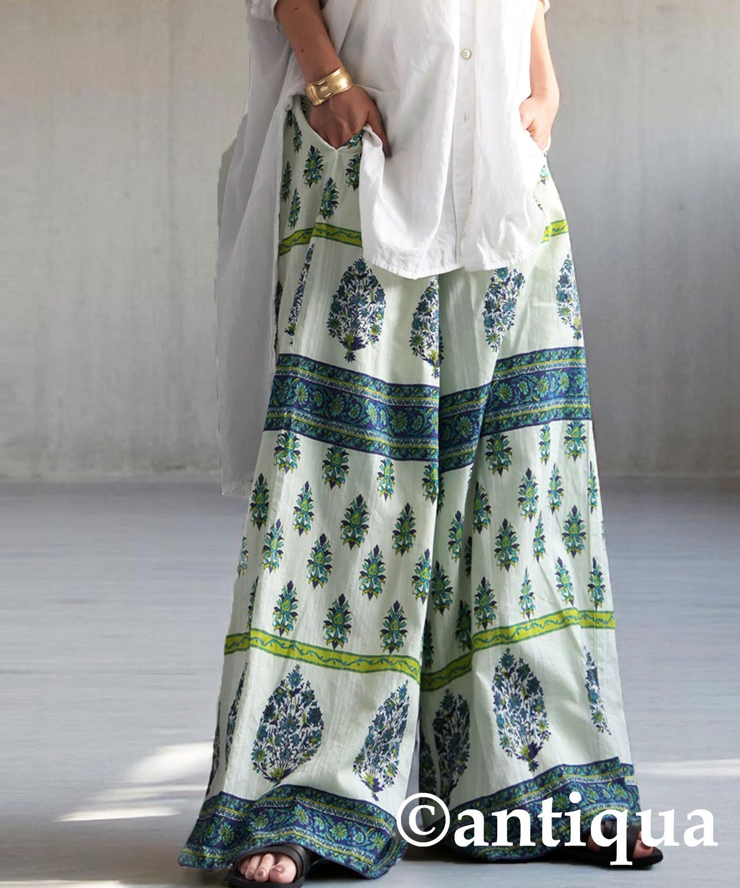Ladies Botanical Pattern Indian Cotton Pants