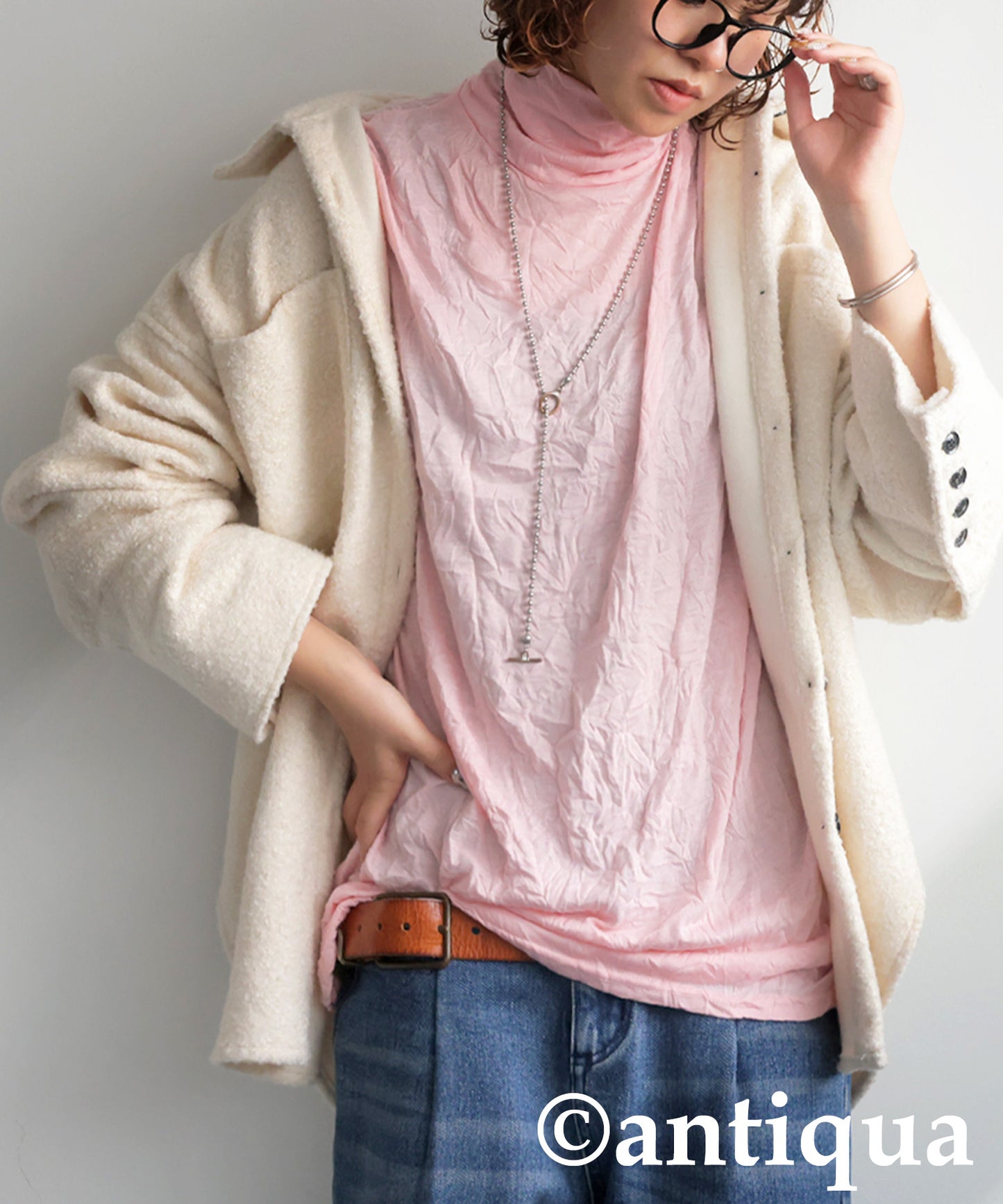 Crinkle High Neck Tops Ladies