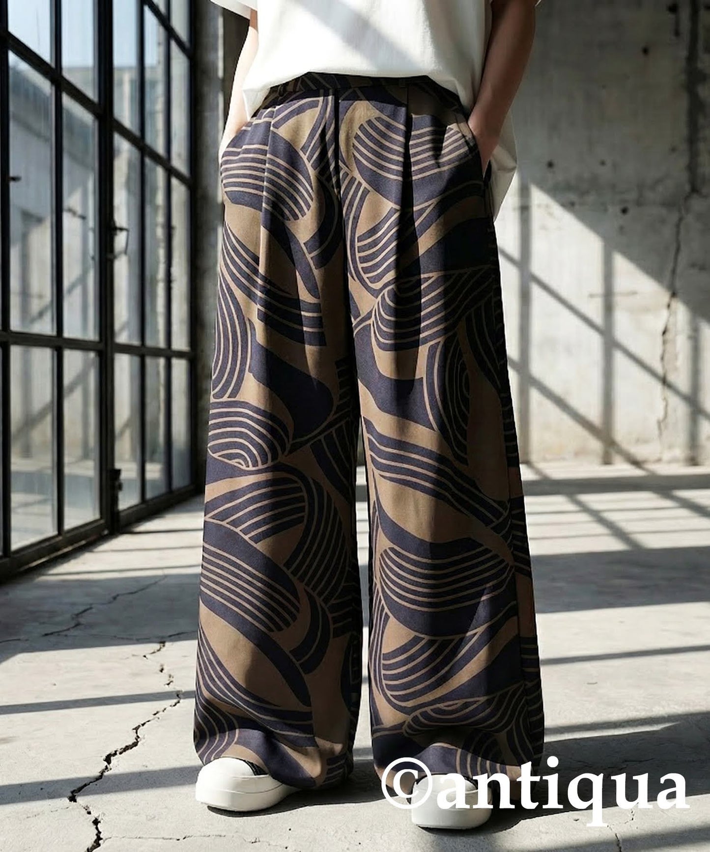 Geometric Wide-Leg Pants Ladies