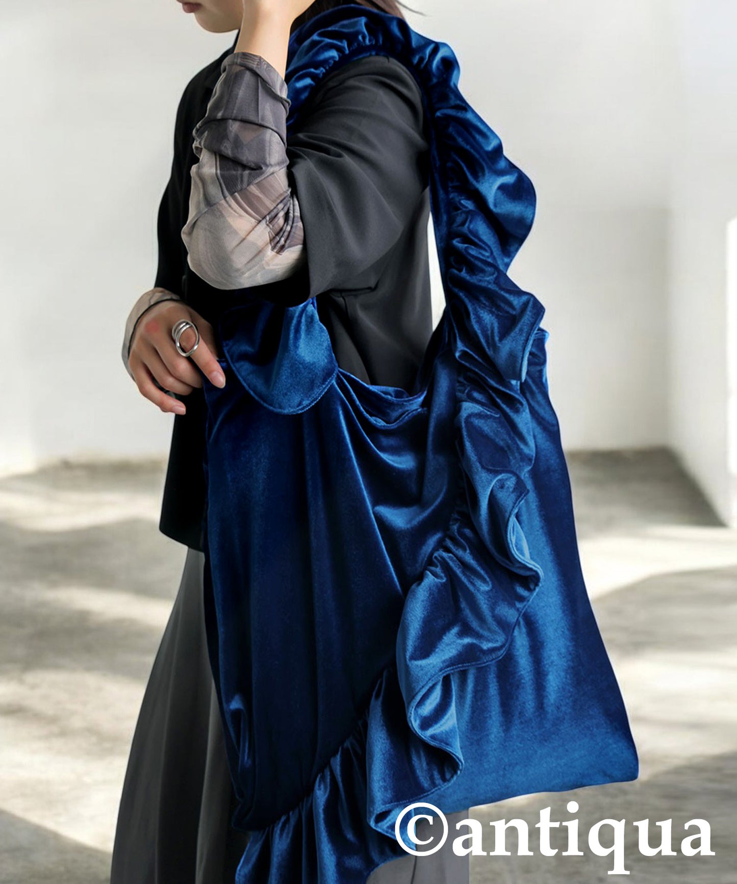 Frill Design Velor Bag Ladies