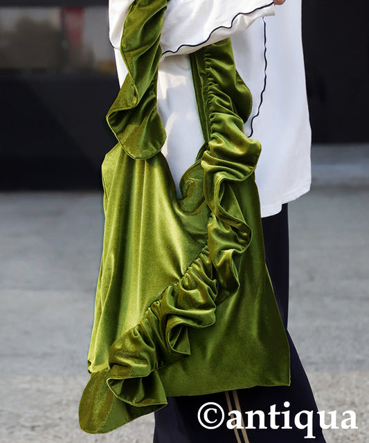 Frill Design Velor Bag Ladies