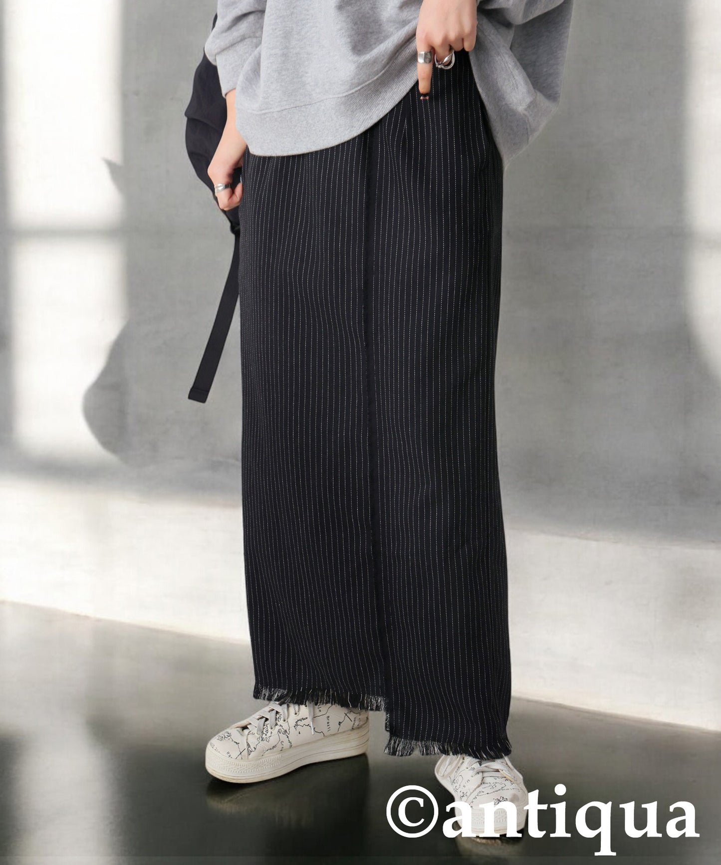 Striped Asymmetrical Long Skirt Ladies