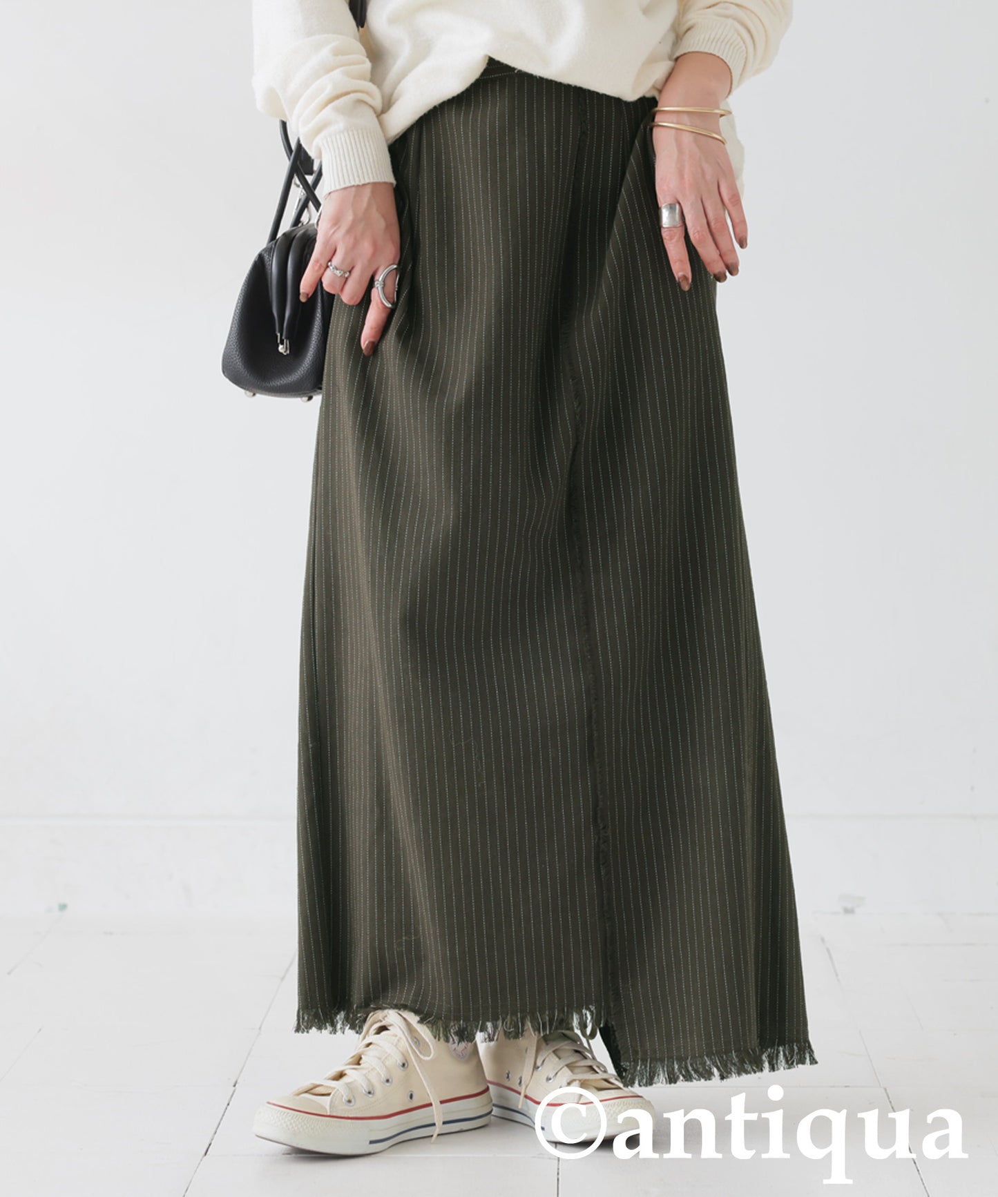 Striped Asymmetrical Long Skirt Ladies