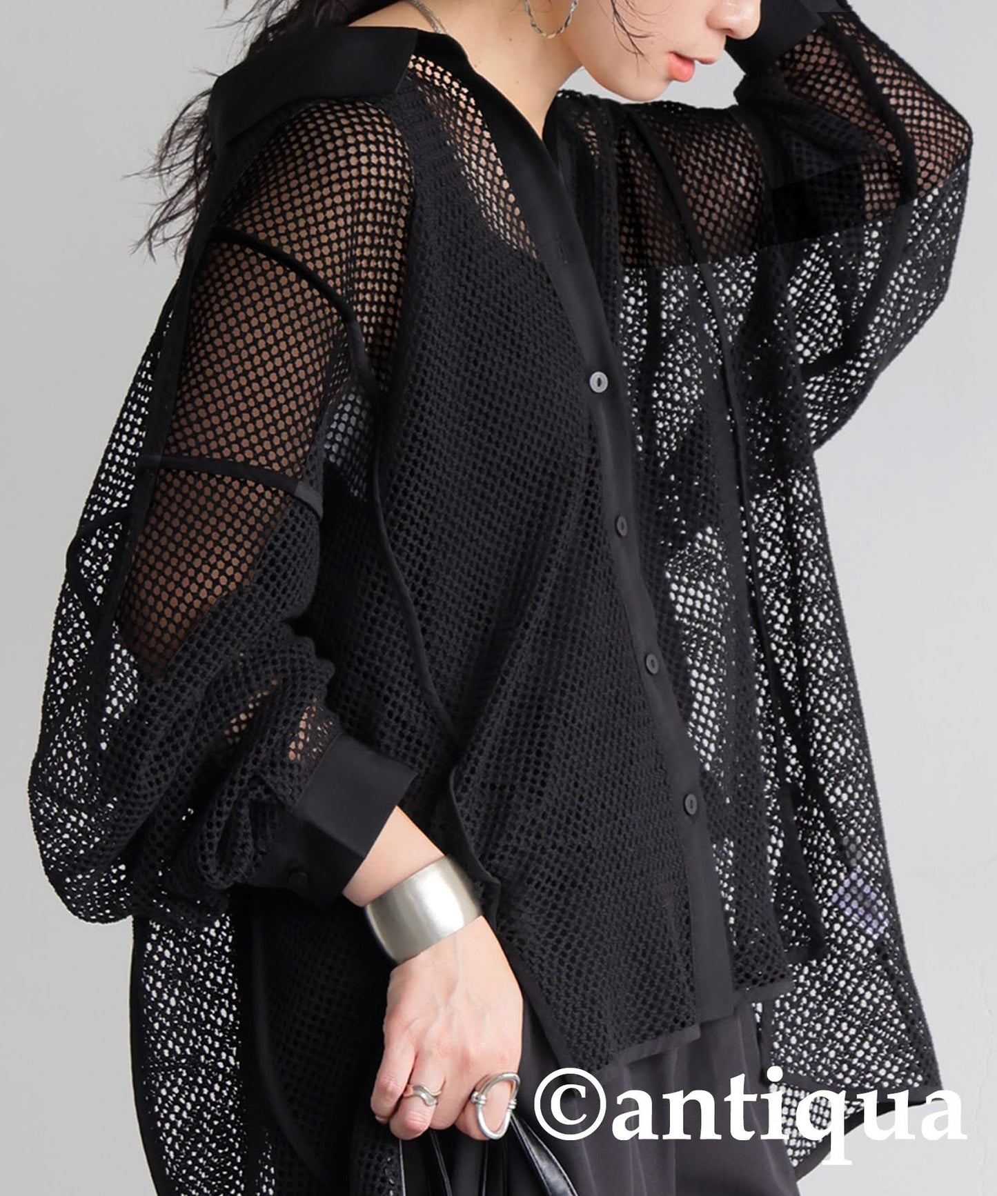 Ladies Mesh Switching Shirt