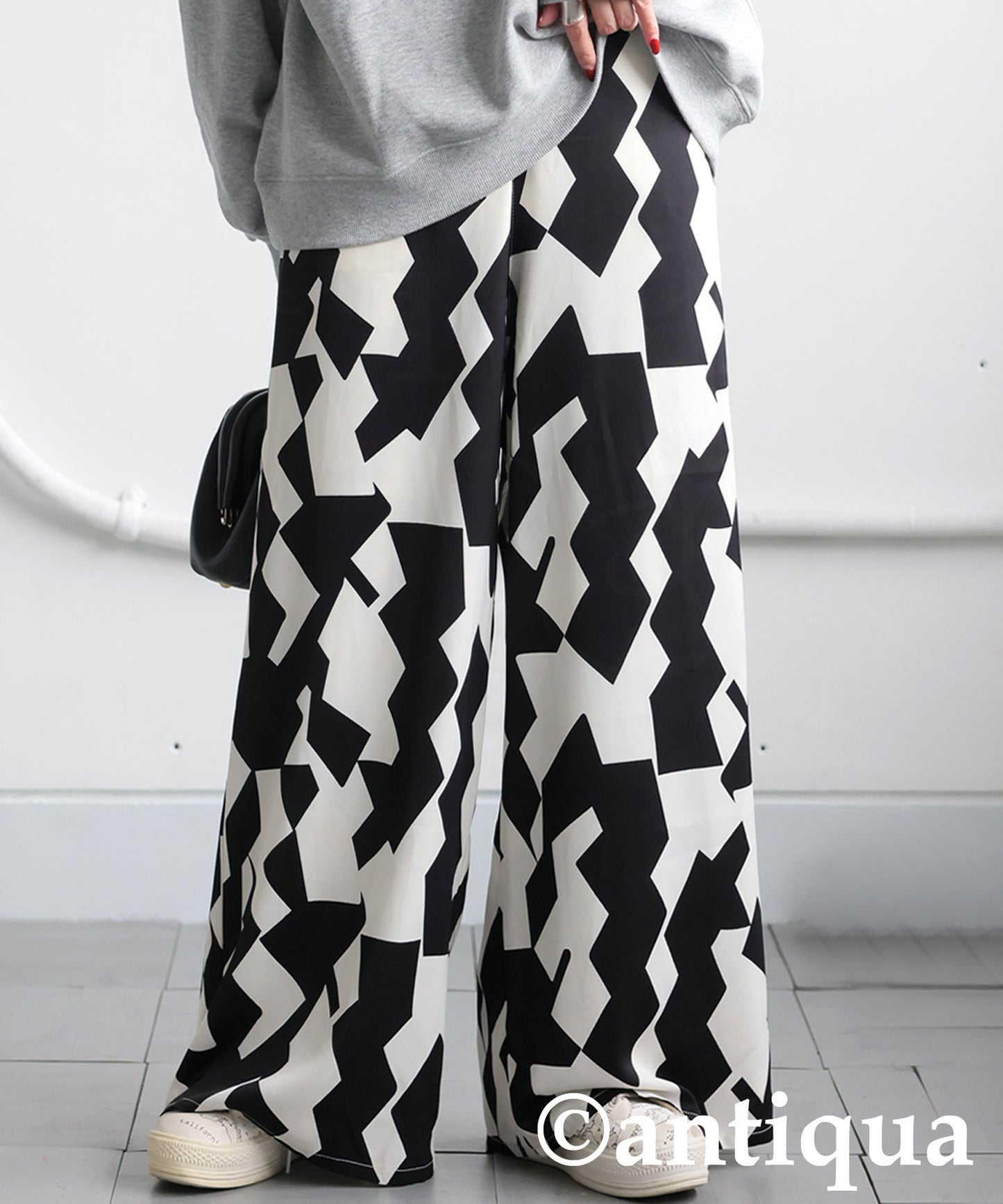 Monotone Pattern Pants Ladies