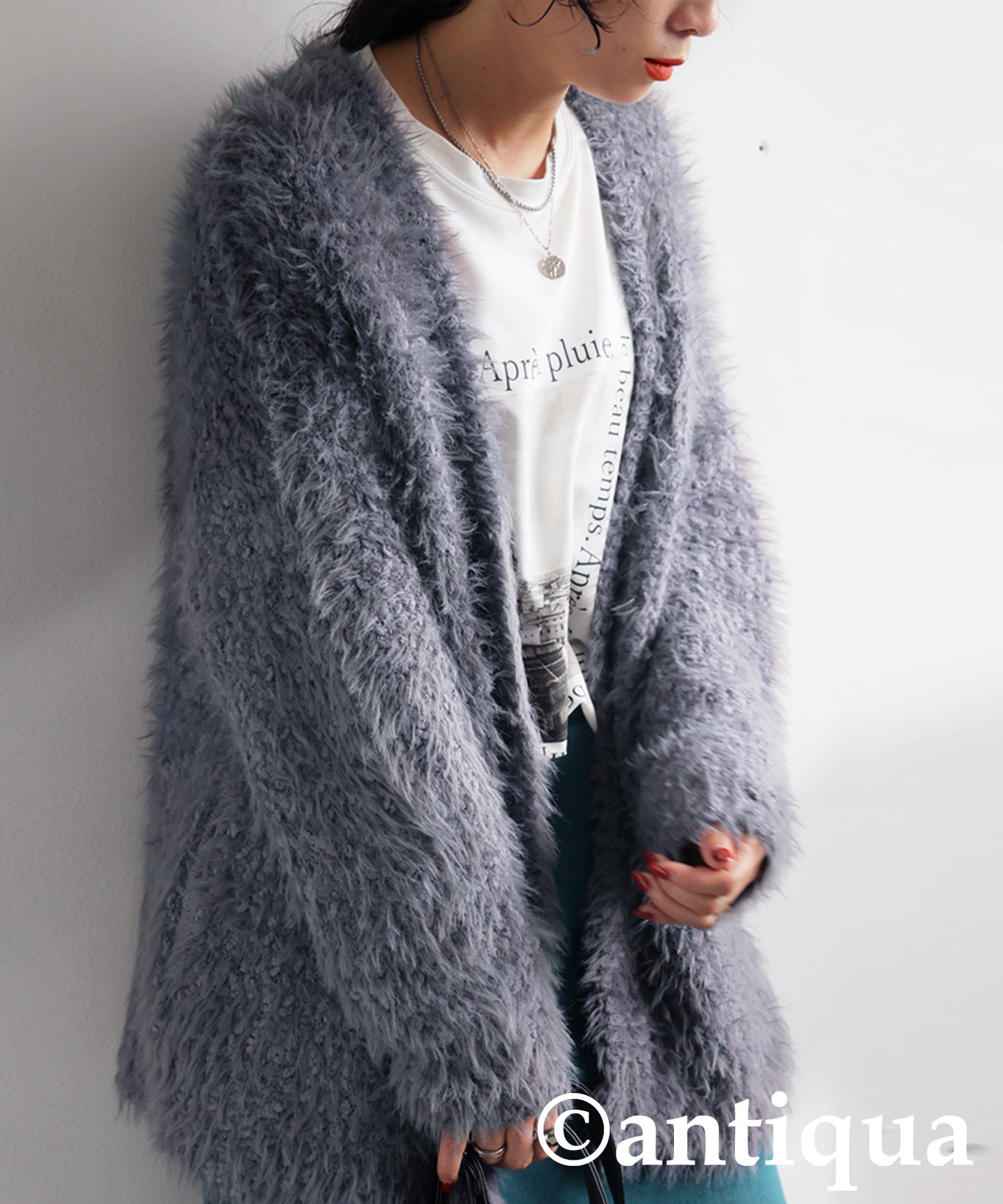 Shaggy Knit Cardigan Ladies