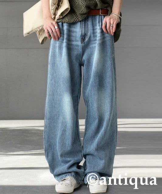 Color Faded Tuck Denim Ladies