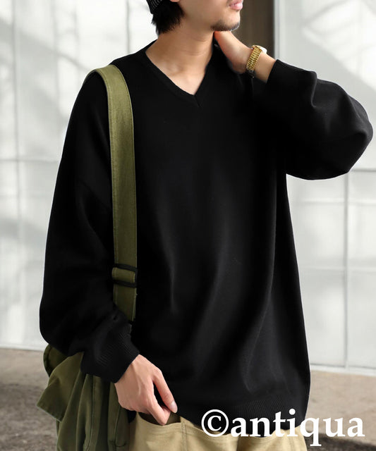 V-Neck Long Sleeve Knit Men's