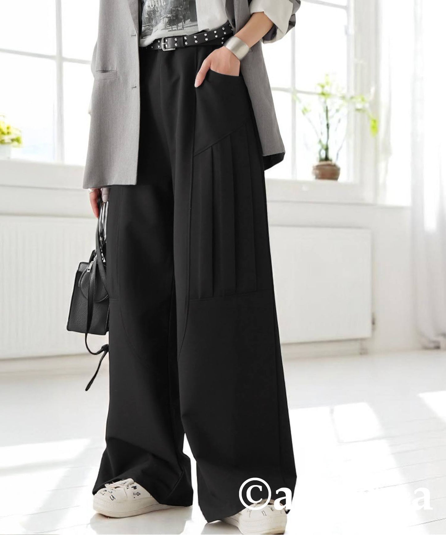 Ladies Side Pleated Pants