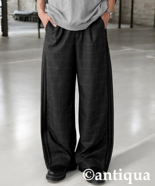 Plaid Line Pants Men's